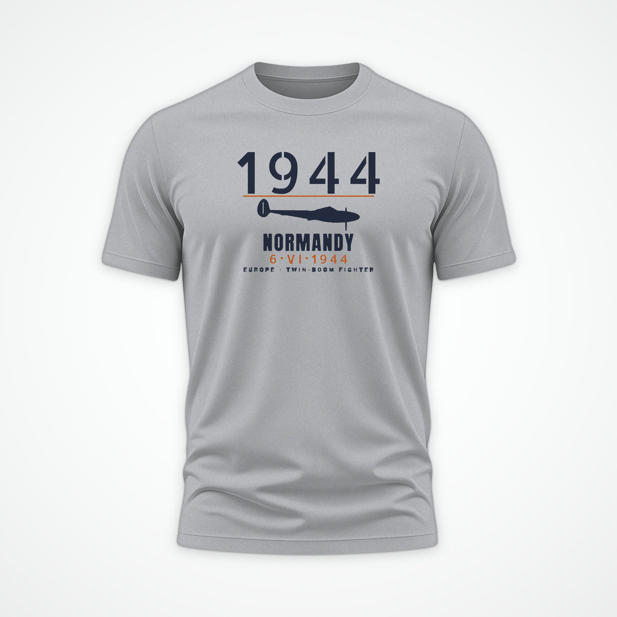 Normandy 1944 Twin-Boom Fighter Tee in Sport Grey