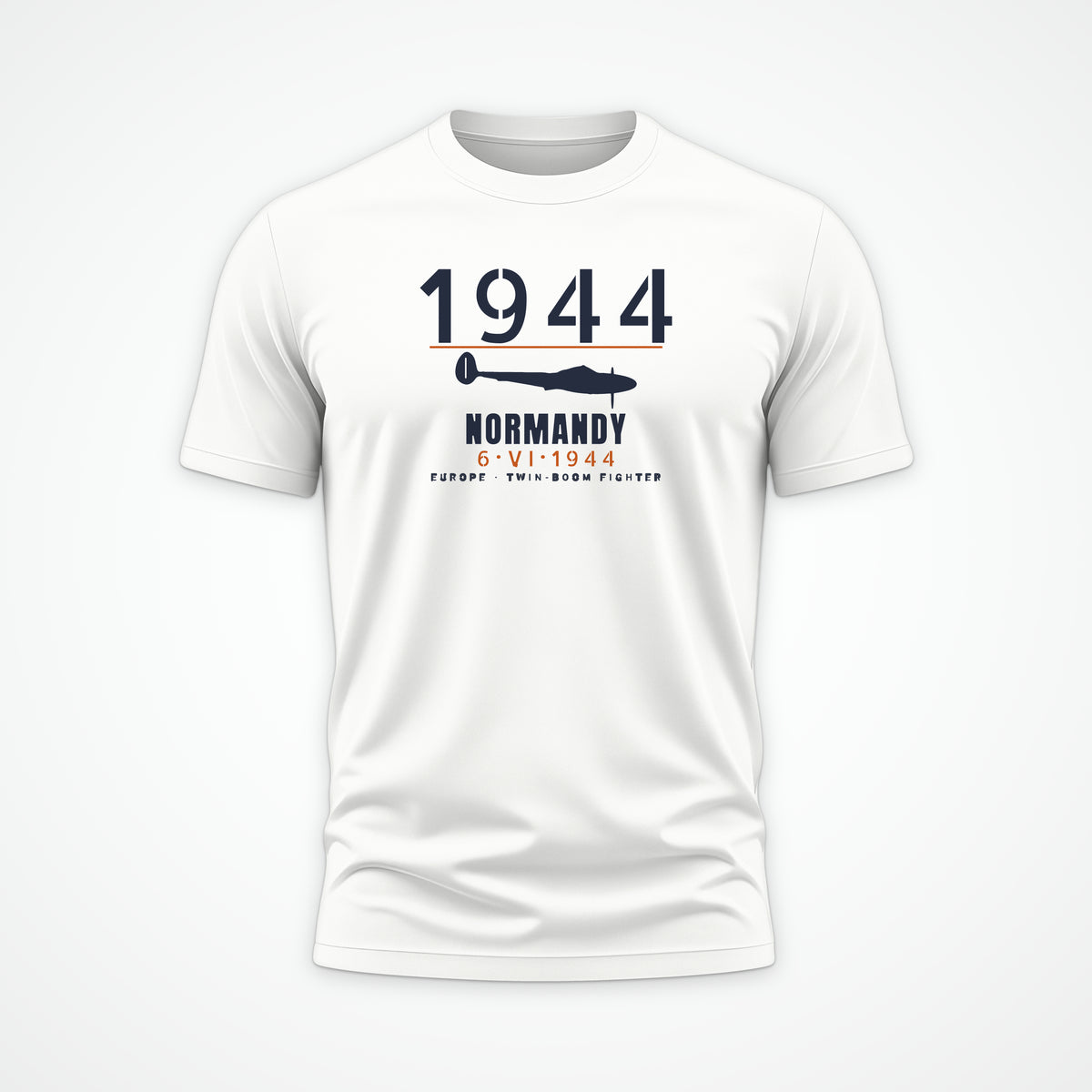 Normandy 1944 Twin-Boom Fighter Tee in White