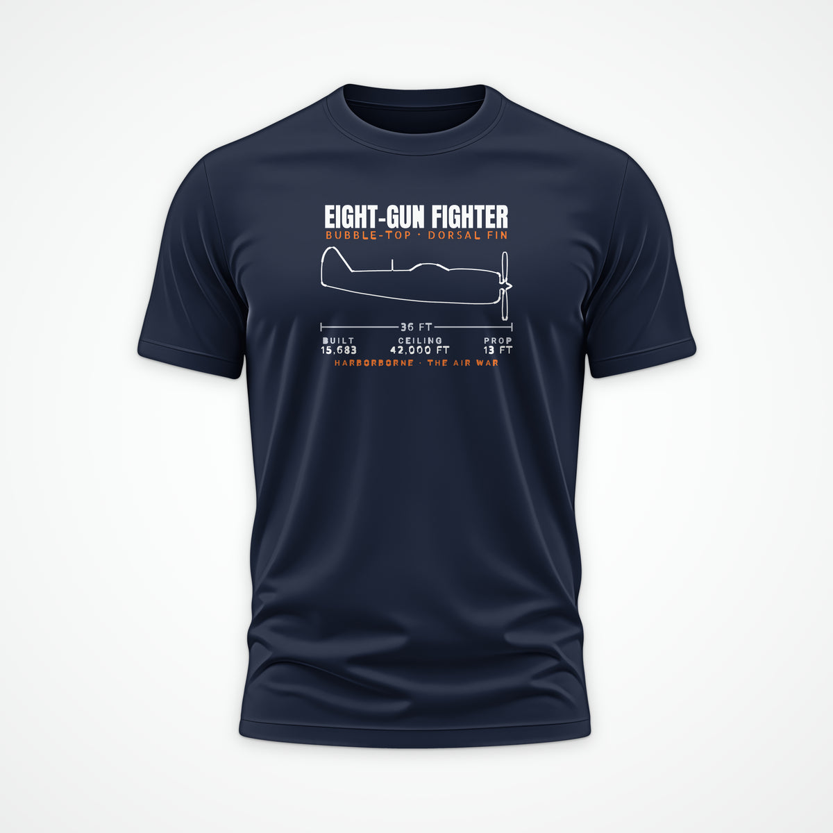 Eight-Gun Fighter Blueprint Tee in Navy
