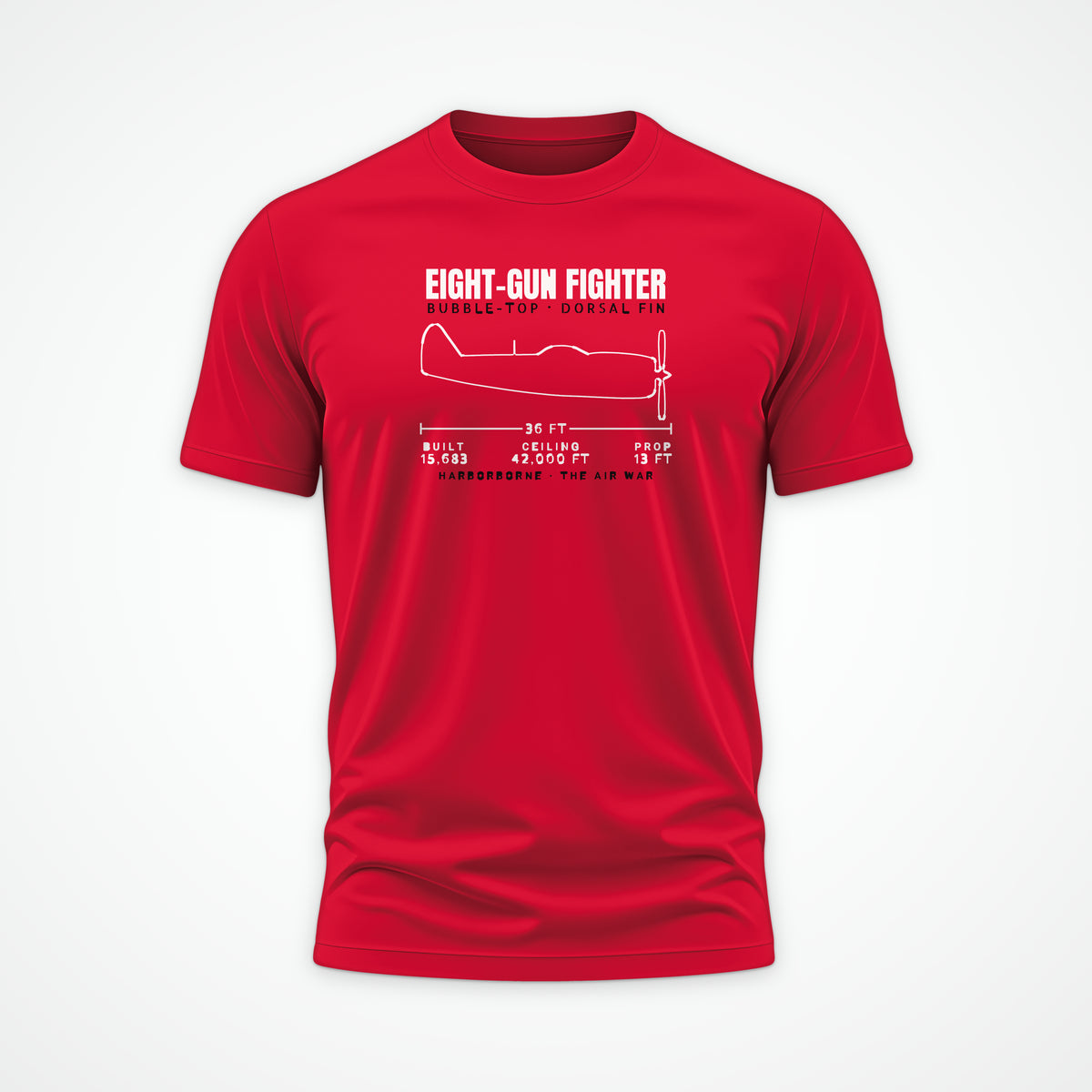 Eight-Gun Fighter Blueprint Tee in Red