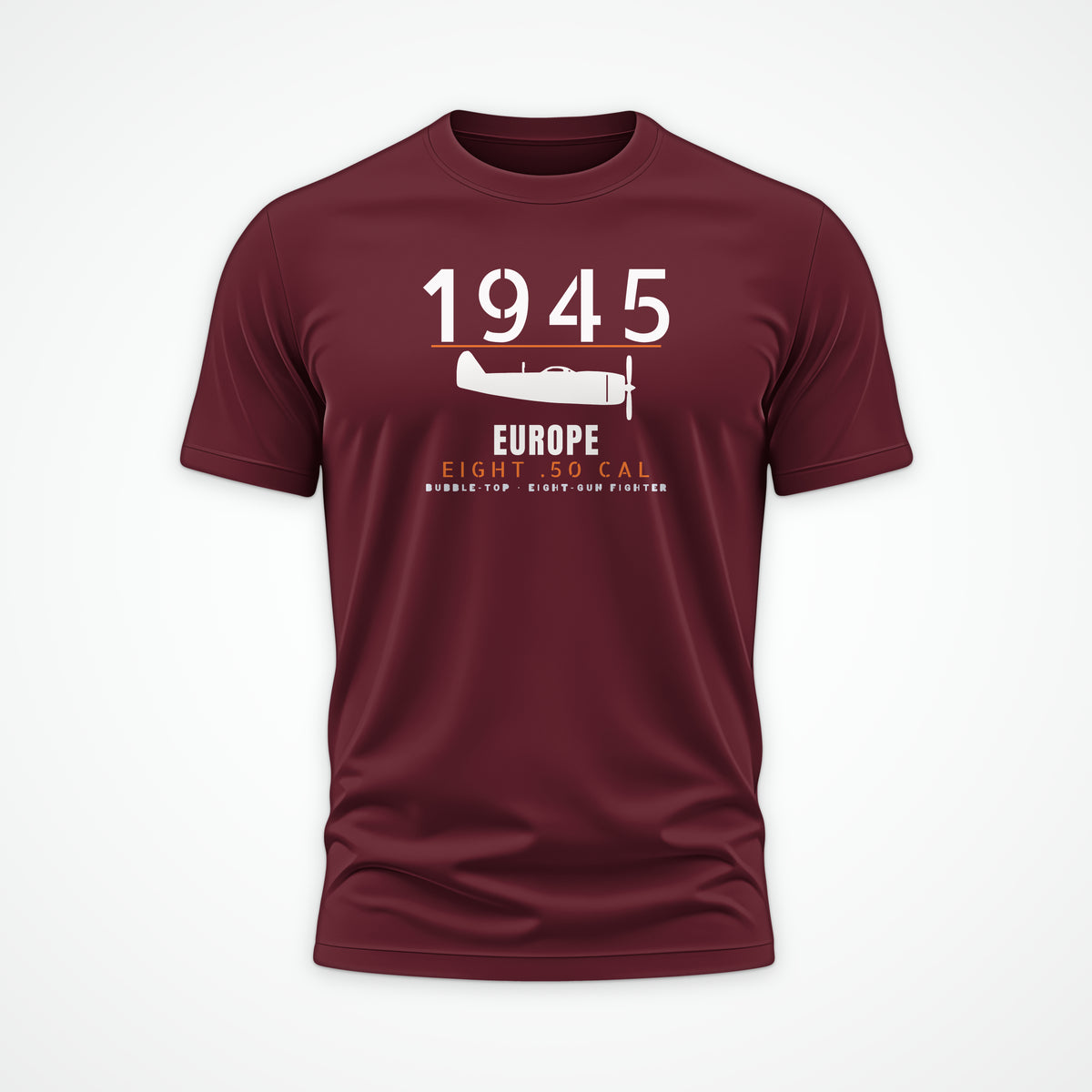Europe 1945 Eight-Gun Fighter Tee in Maroon