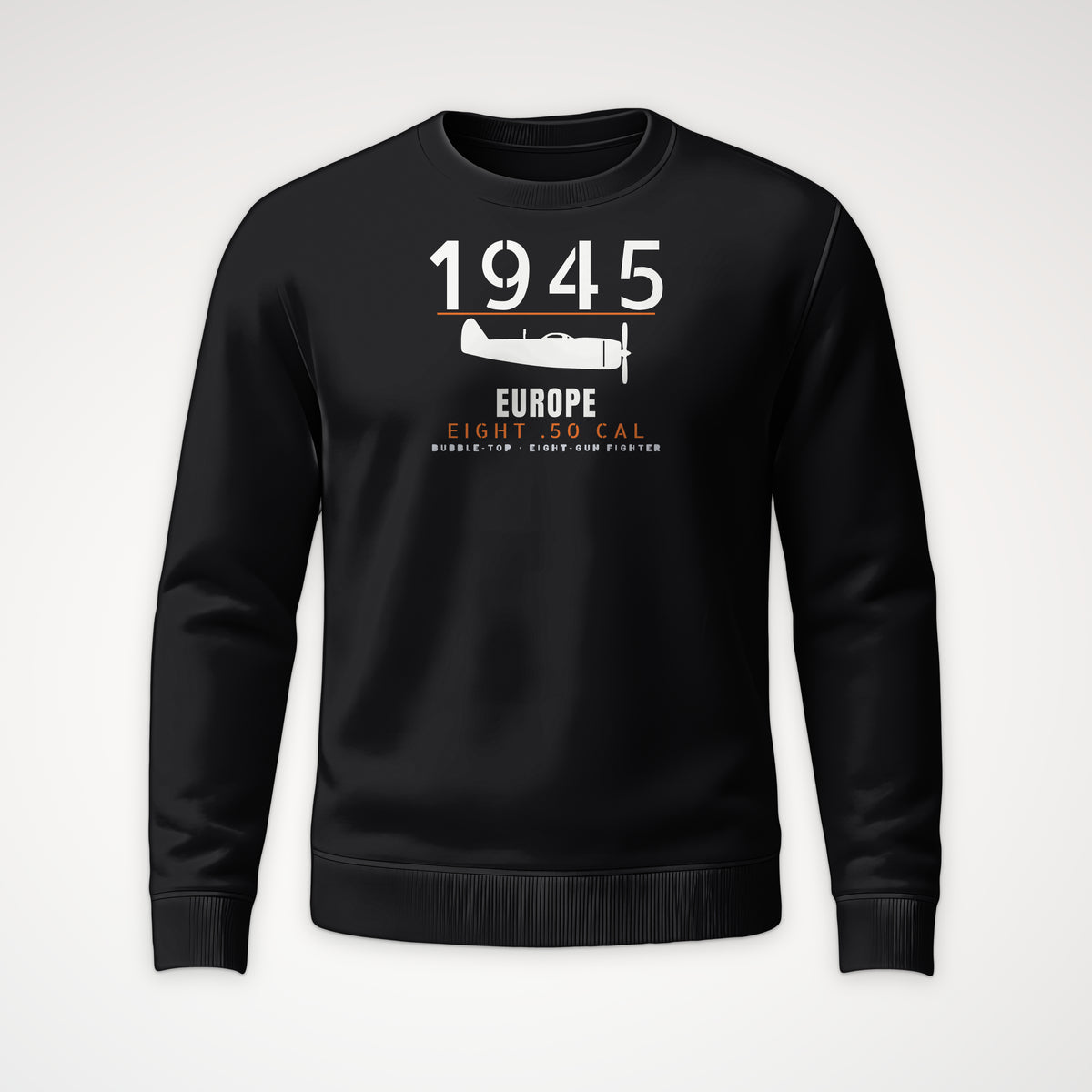 Europe 1945 Eight-Gun Fighter Crewneck Sweatshirt in Black