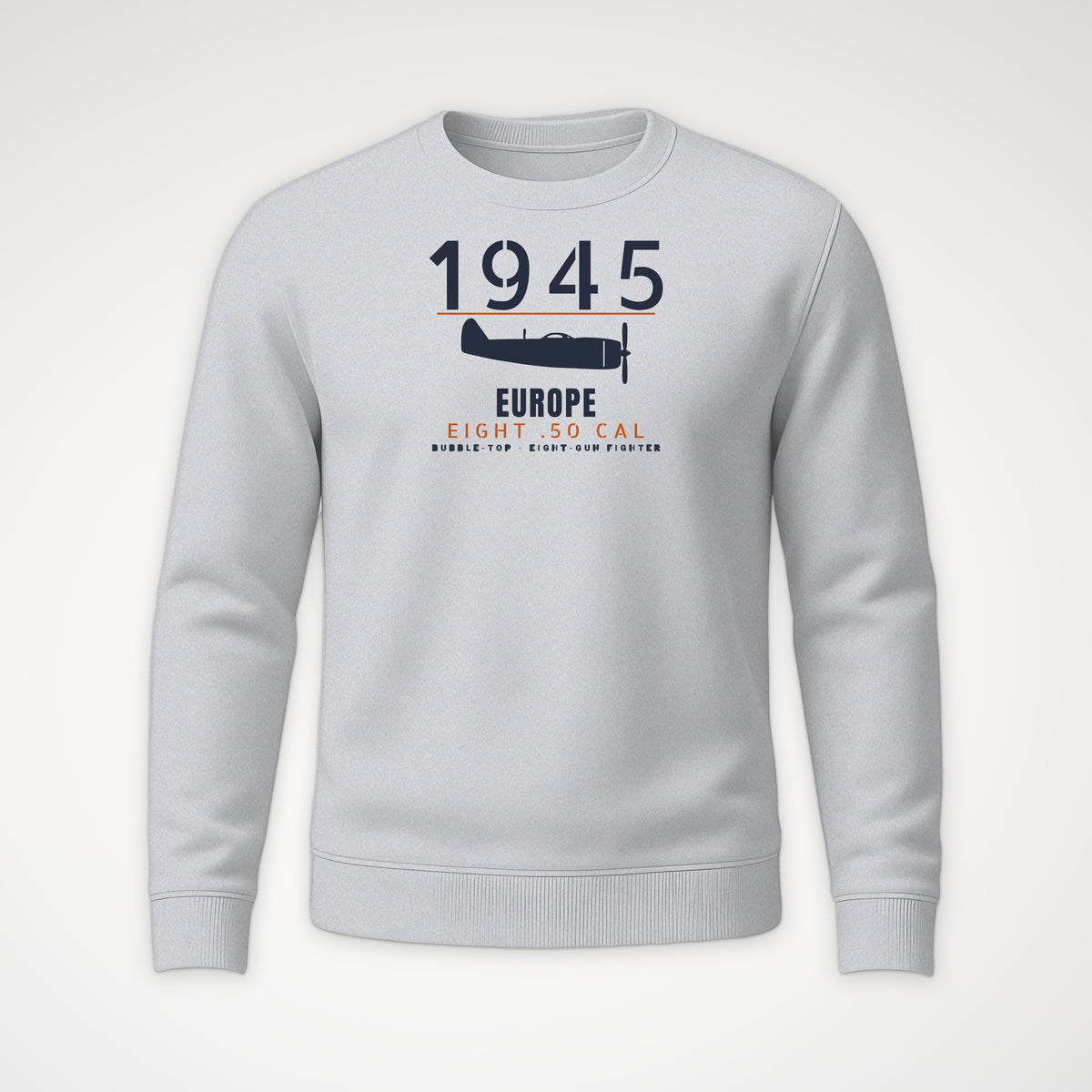 Europe 1945 Eight-Gun Fighter Crewneck Sweatshirt in Sport Grey