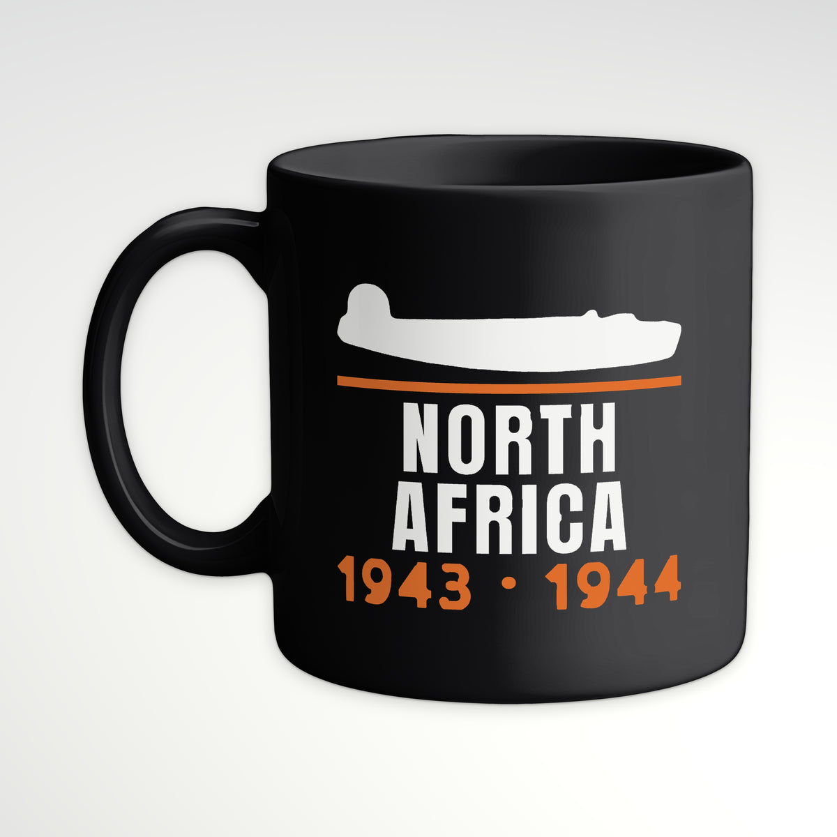 North Africa Twin-Tail Bomber 1943–44 Mug, black mug, handle left