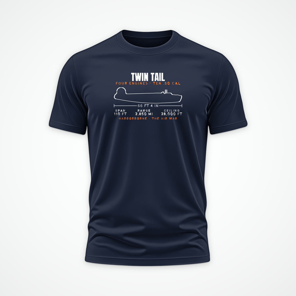 Twin-Tail Heavy Bomber Blueprint Tee in Navy