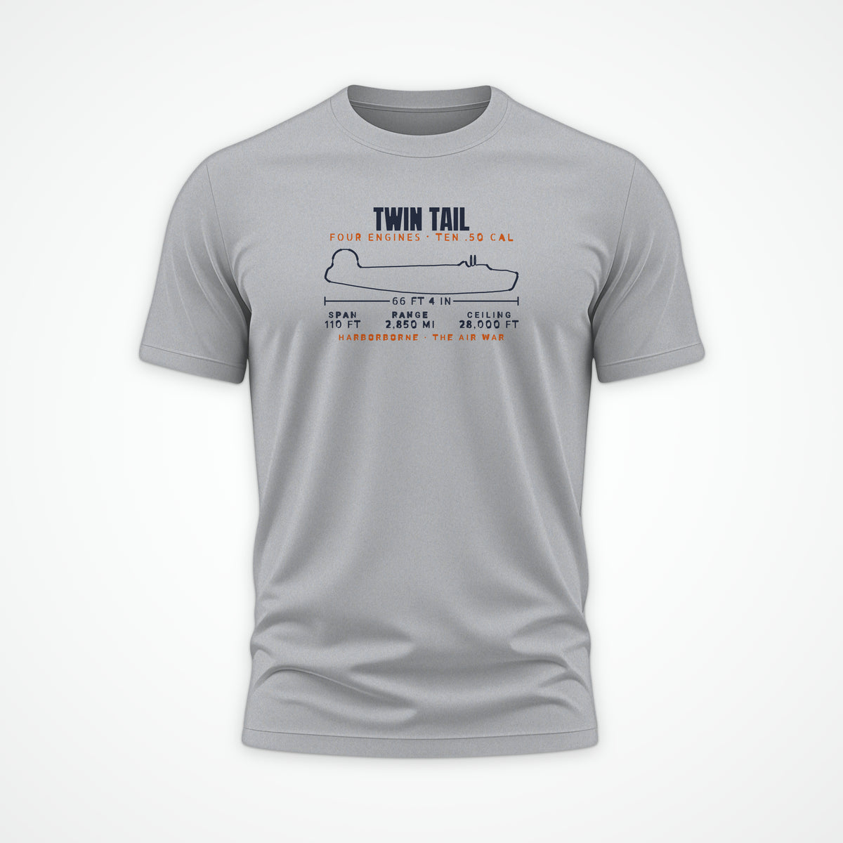 Twin-Tail Heavy Bomber Blueprint Tee in Sport Grey