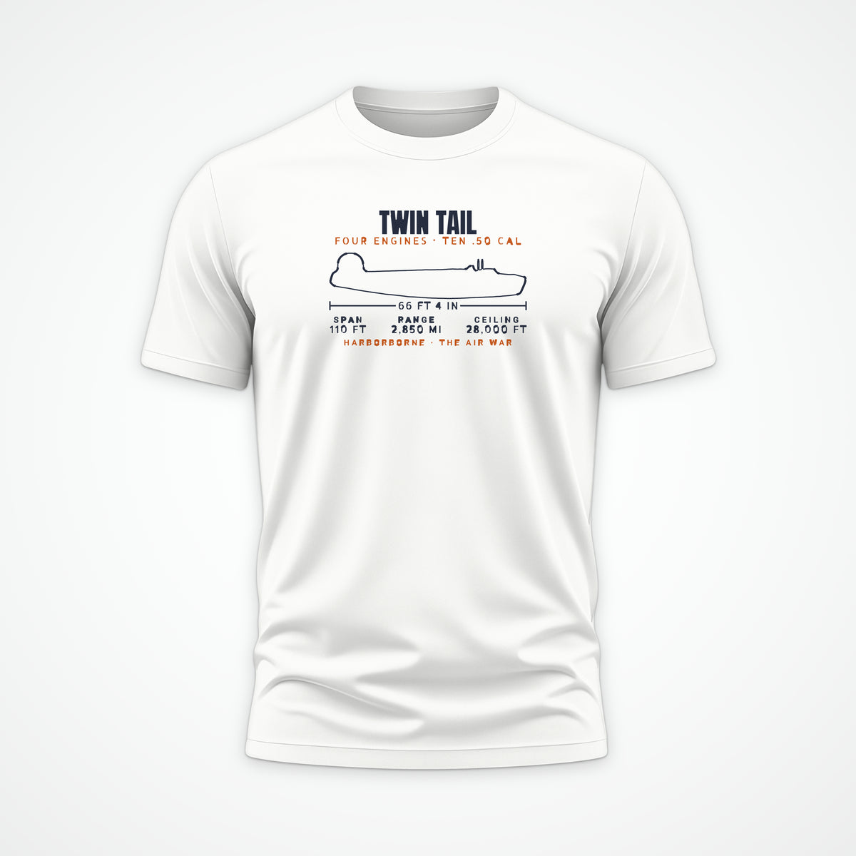 Twin-Tail Heavy Bomber Blueprint Tee in White