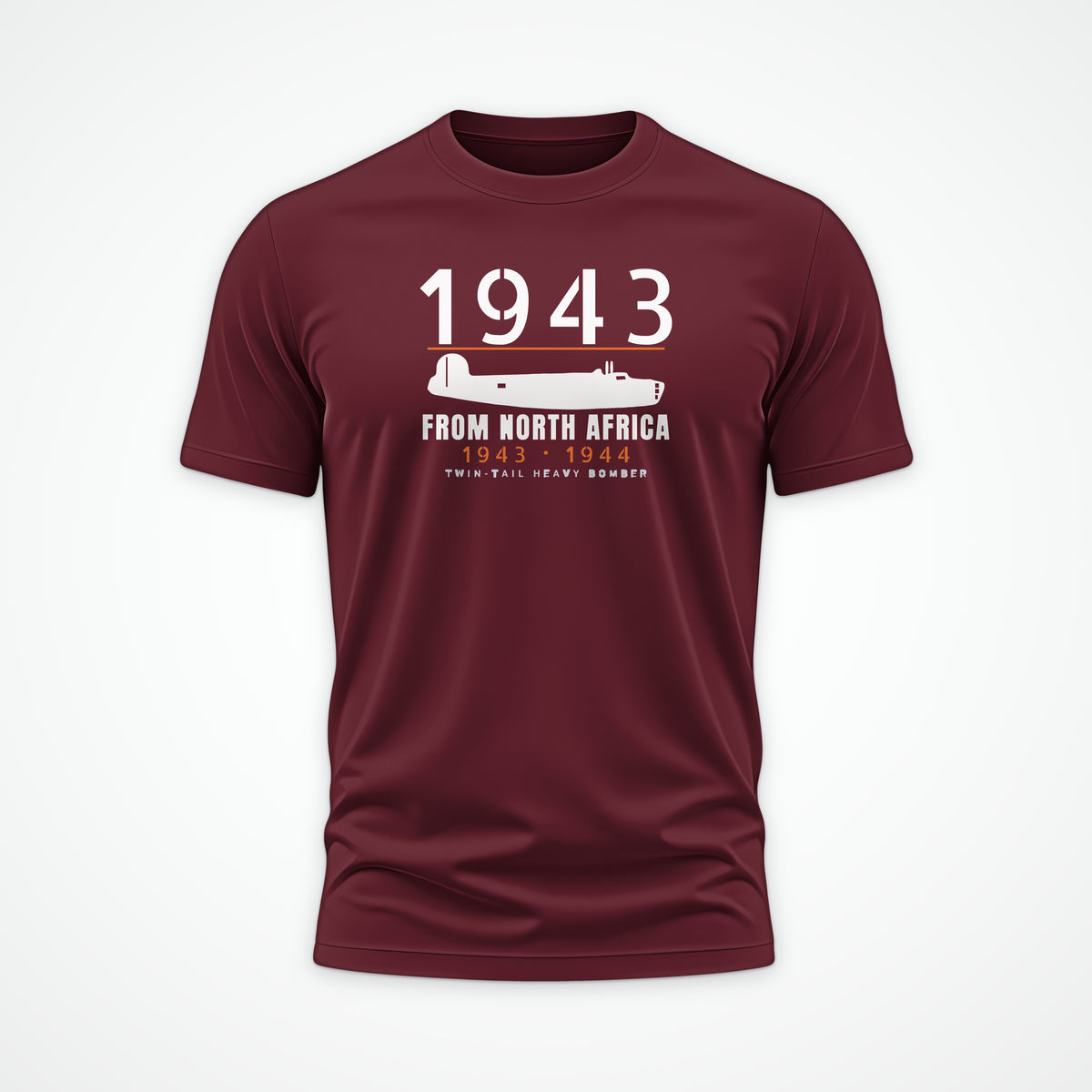 North Africa Twin-Tail Bomber 1943–44 Tee in Maroon