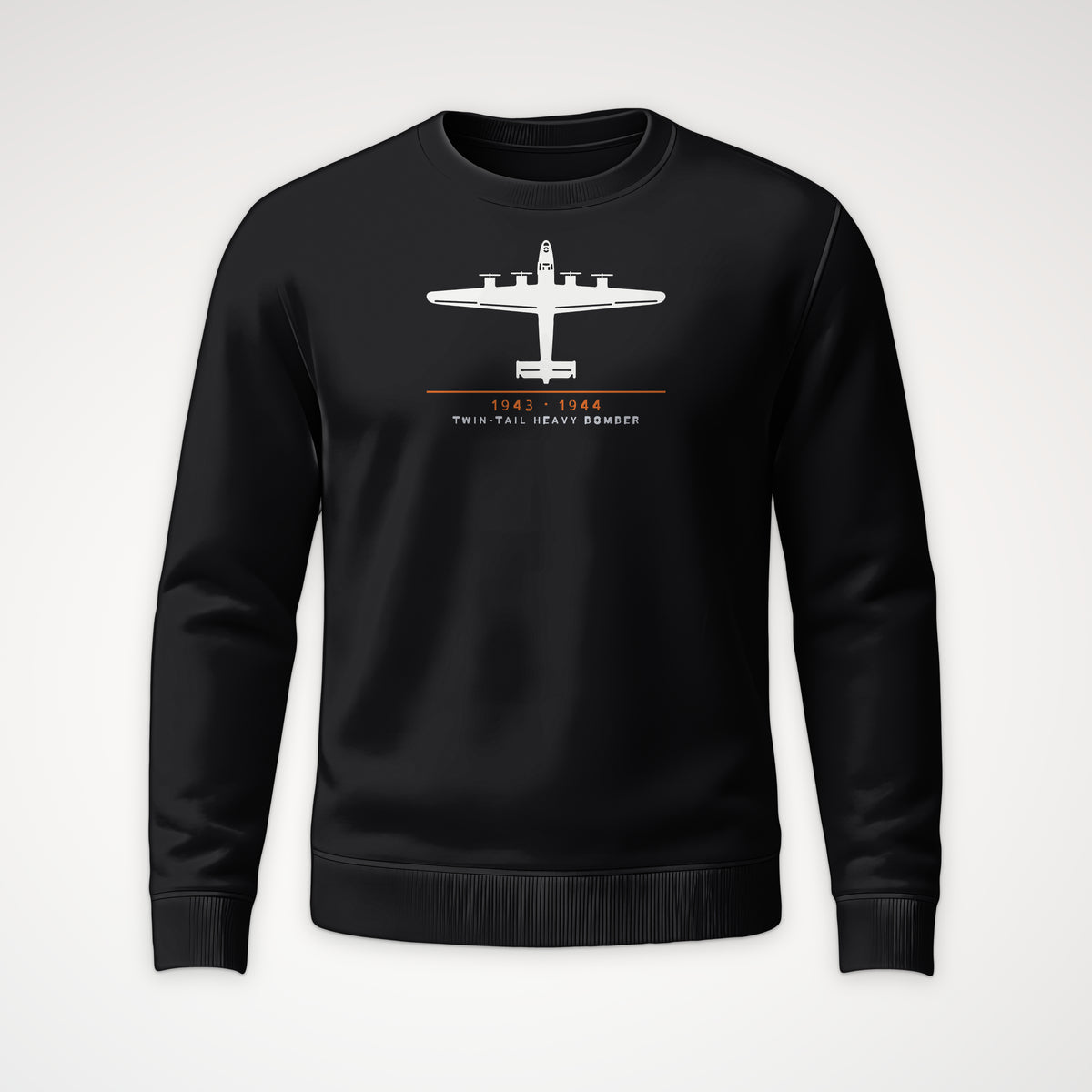 Twin-Tail Heavy Bomber 1943–44 Crewneck Sweatshirt in Black