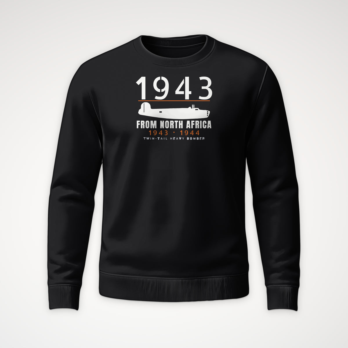 North Africa Twin-Tail Bomber 1943–44 Crewneck Sweatshirt in Black