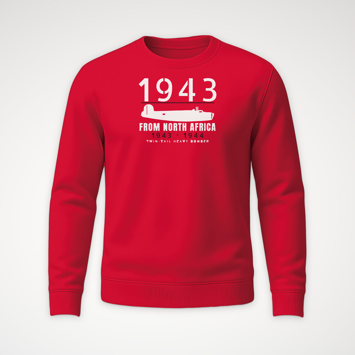 North Africa Twin-Tail Bomber 1943–44 Crewneck Sweatshirt in Red
