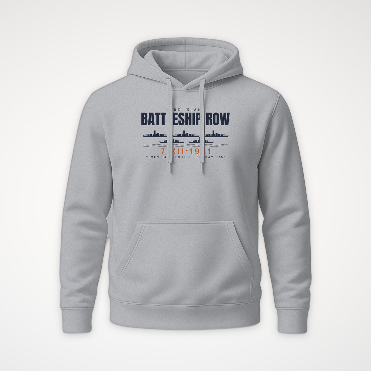 Battleship Row Ford Island Hoodie in Heather Grey