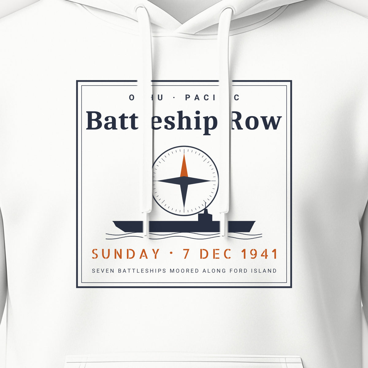 Battleship Row Frame Hoodie, front print detail