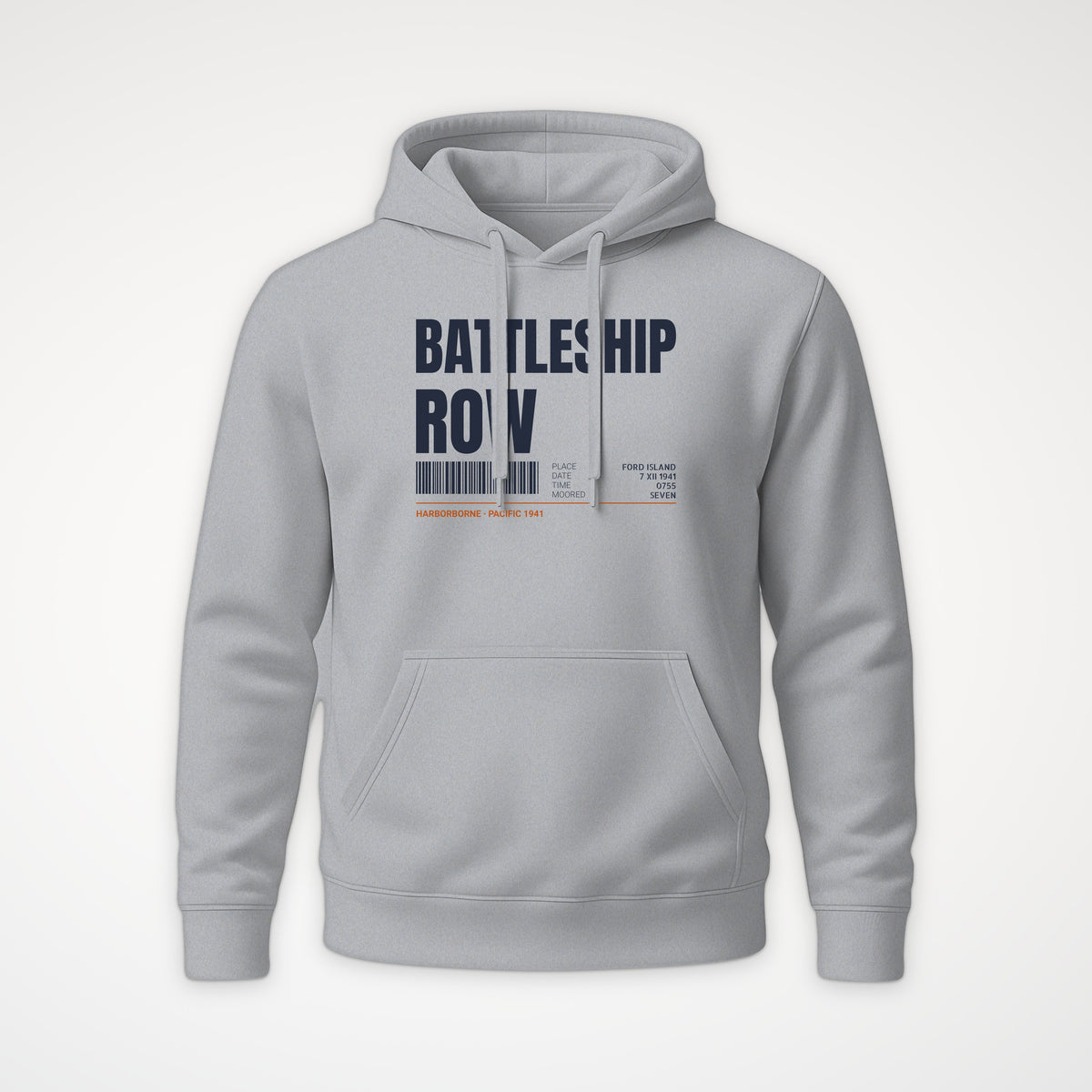 Battleship Row Tag Hoodie in Heather Grey