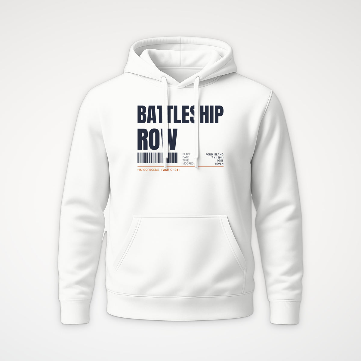 Battleship Row Tag Hoodie in White