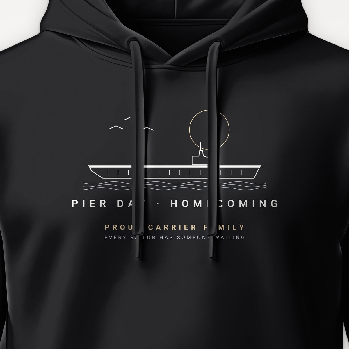 Pier Day Homecoming Hoodie, front print detail