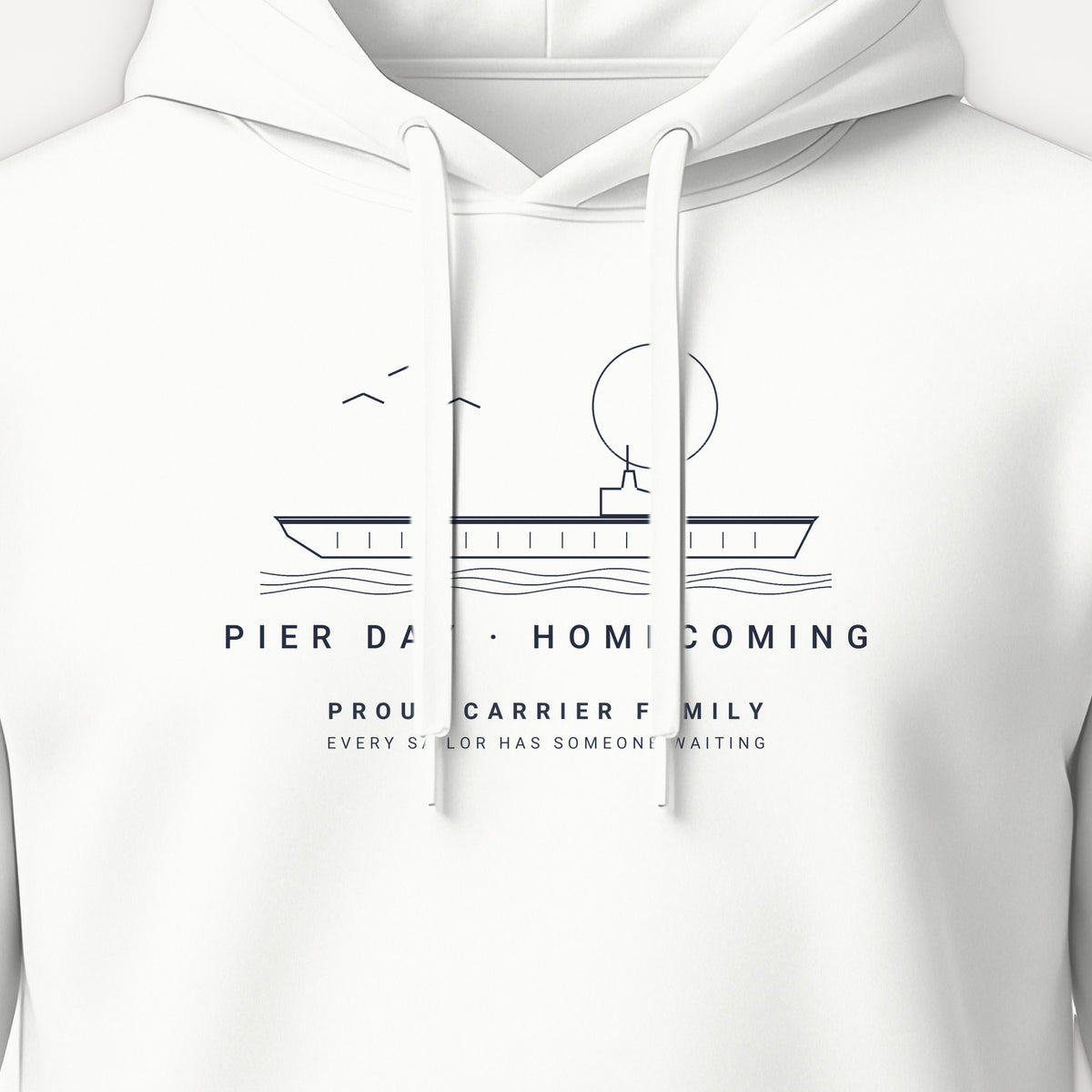 Pier Day Homecoming Hoodie, front print detail