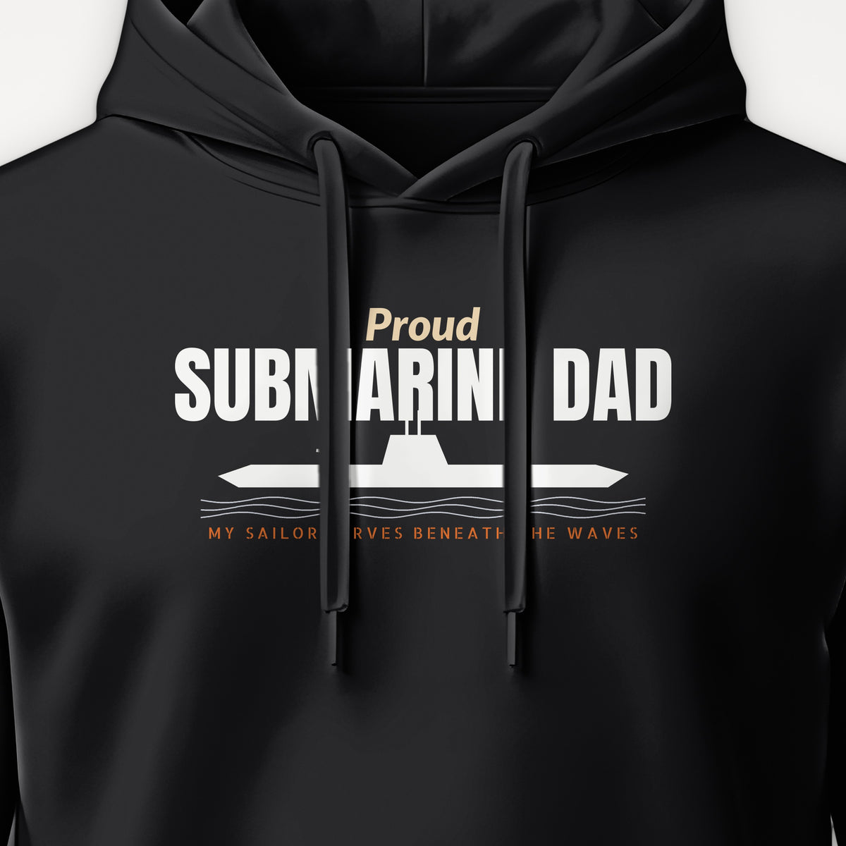 Proud Submarine Dad Hoodie, front print detail