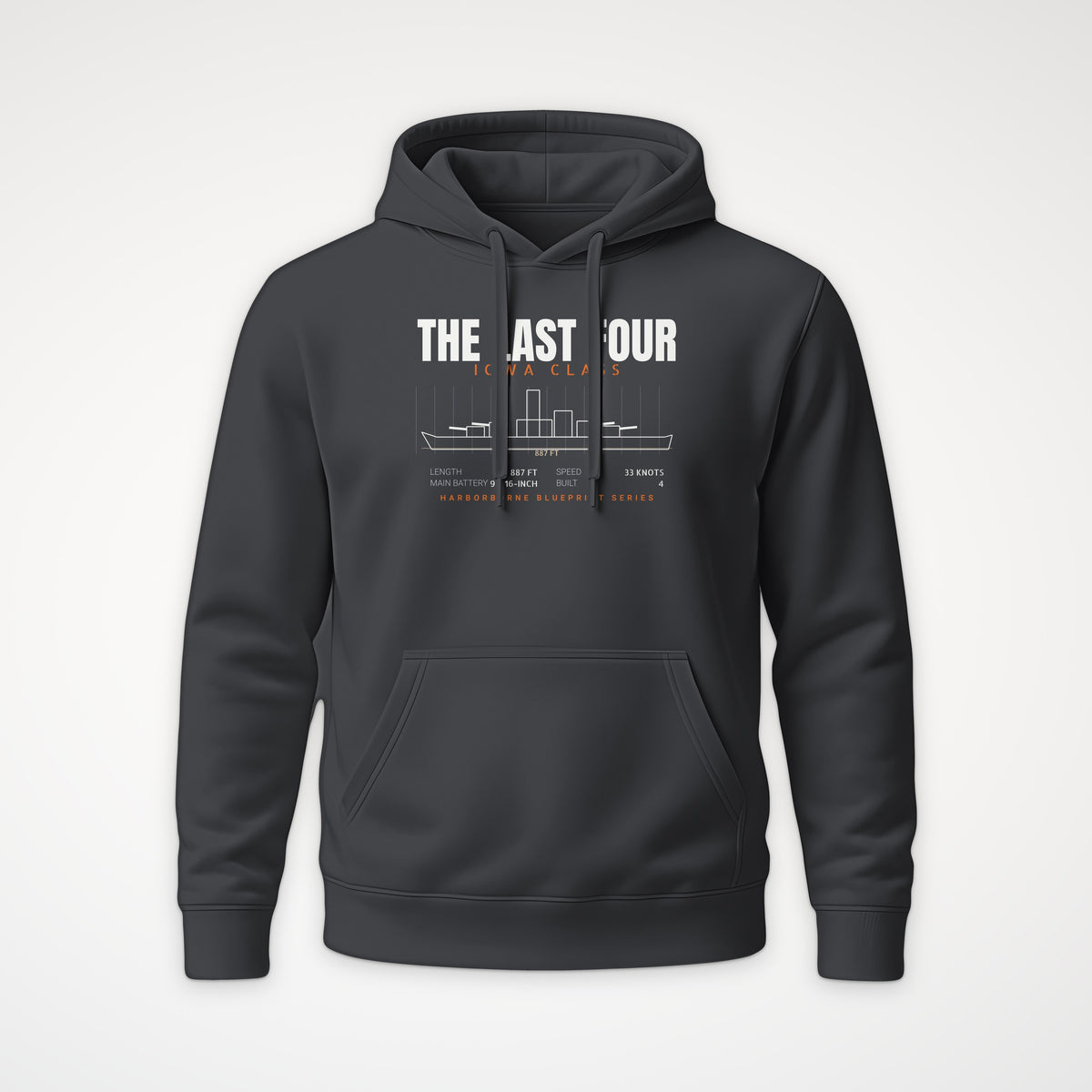 The Last Four Iowa-Class Blueprint Hoodie in Anthracite
