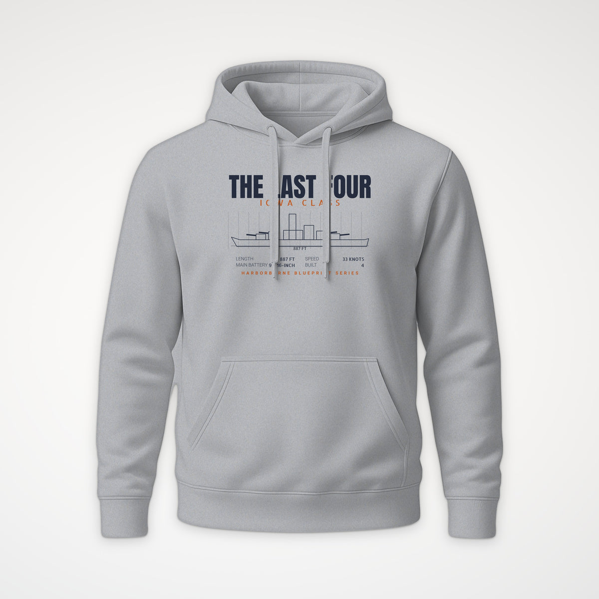 The Last Four Iowa-Class Blueprint Hoodie in Heather Grey
