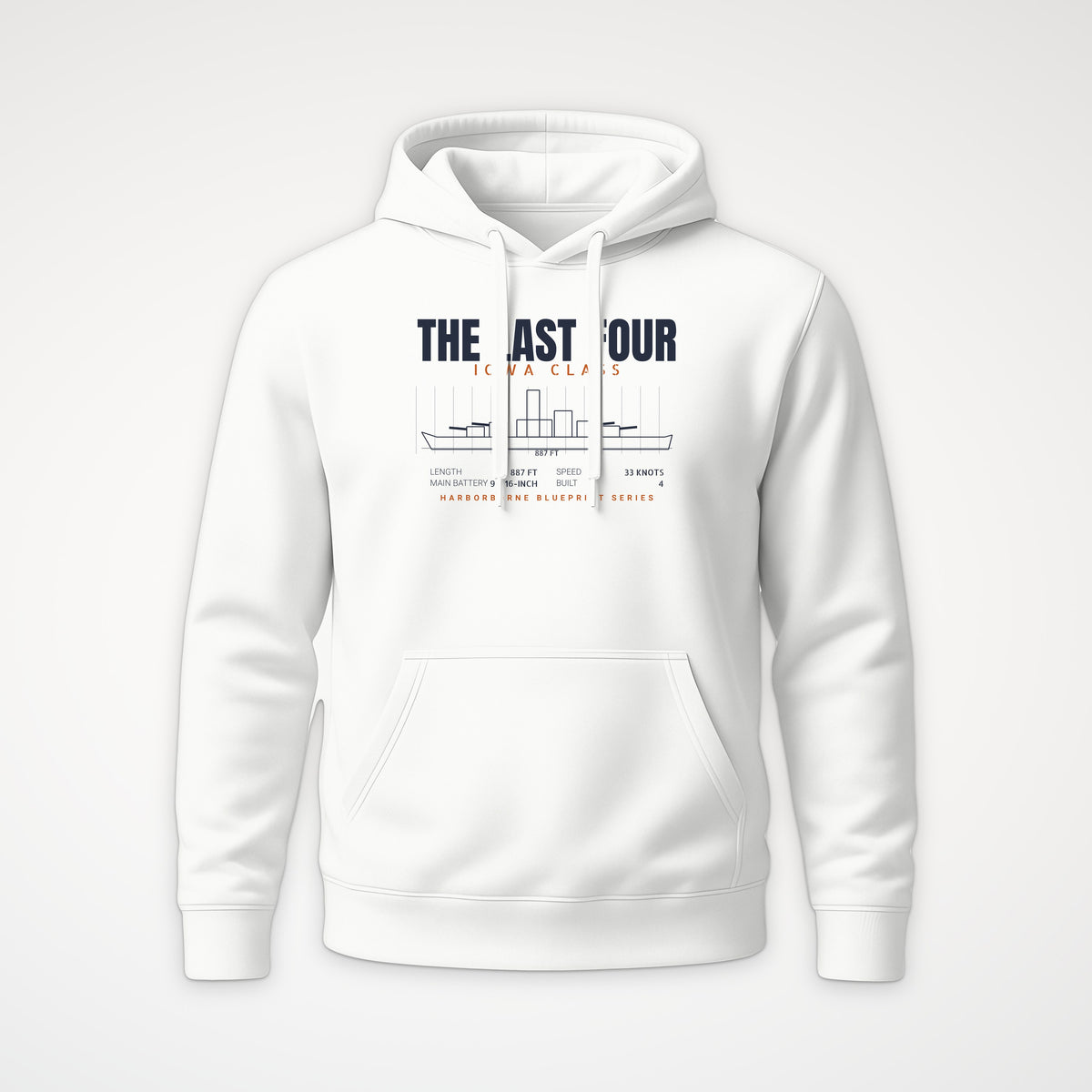 The Last Four Iowa-Class Blueprint Hoodie in White