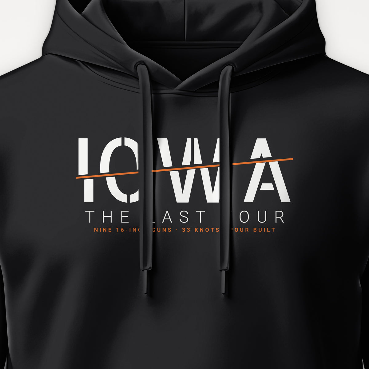 The Last Four Iowa Sliced Hoodie, front print detail