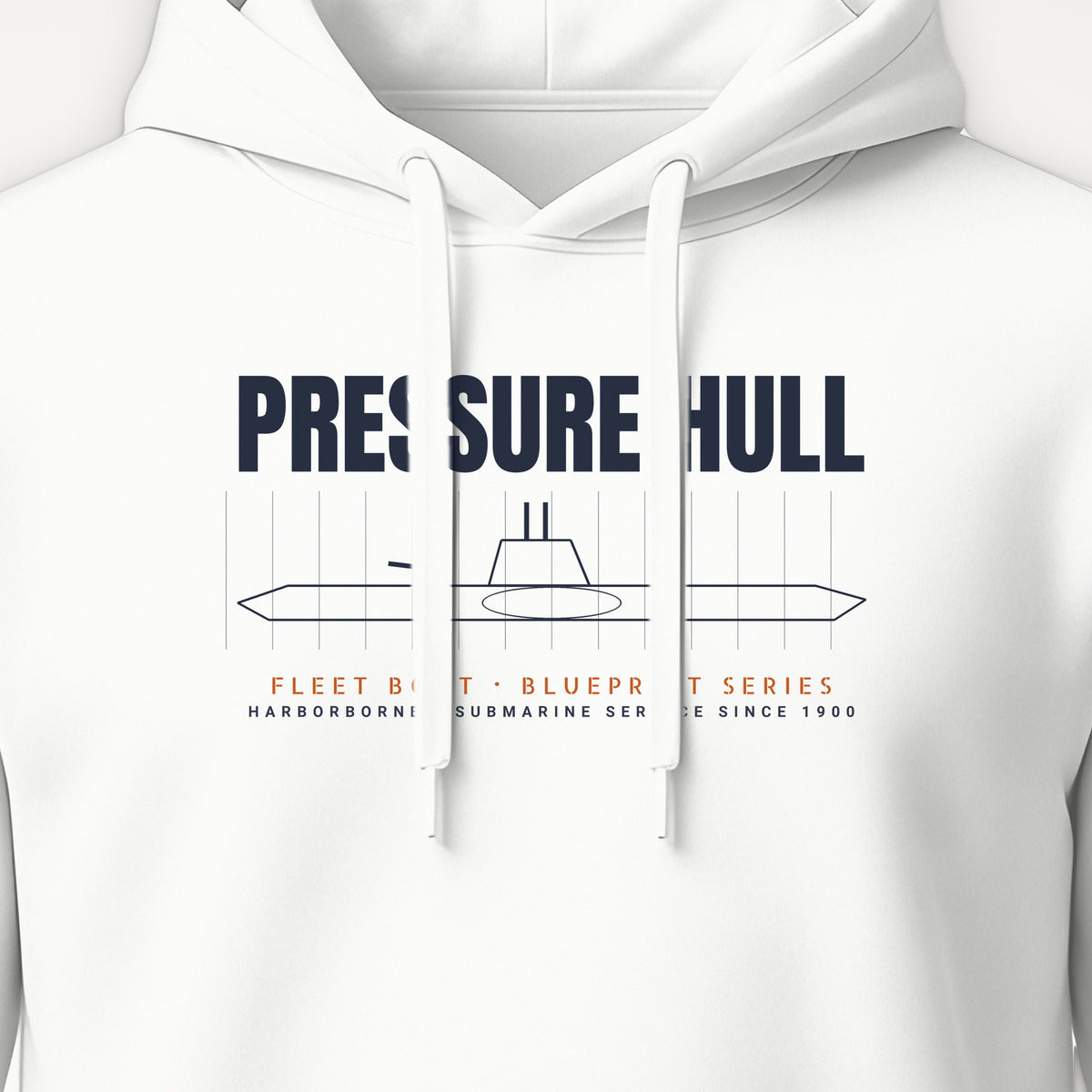 Pressure Hull Blueprint Hoodie, front print detail