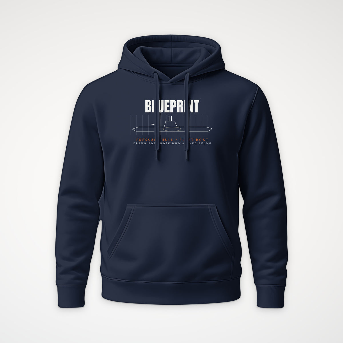 Pressure Hull Blueprint Served Below Hoodie in French Navy