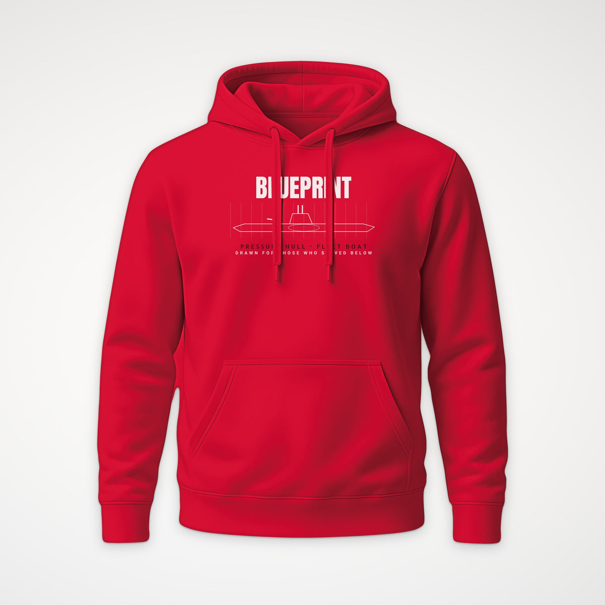Pressure Hull Blueprint Served Below Hoodie in Red