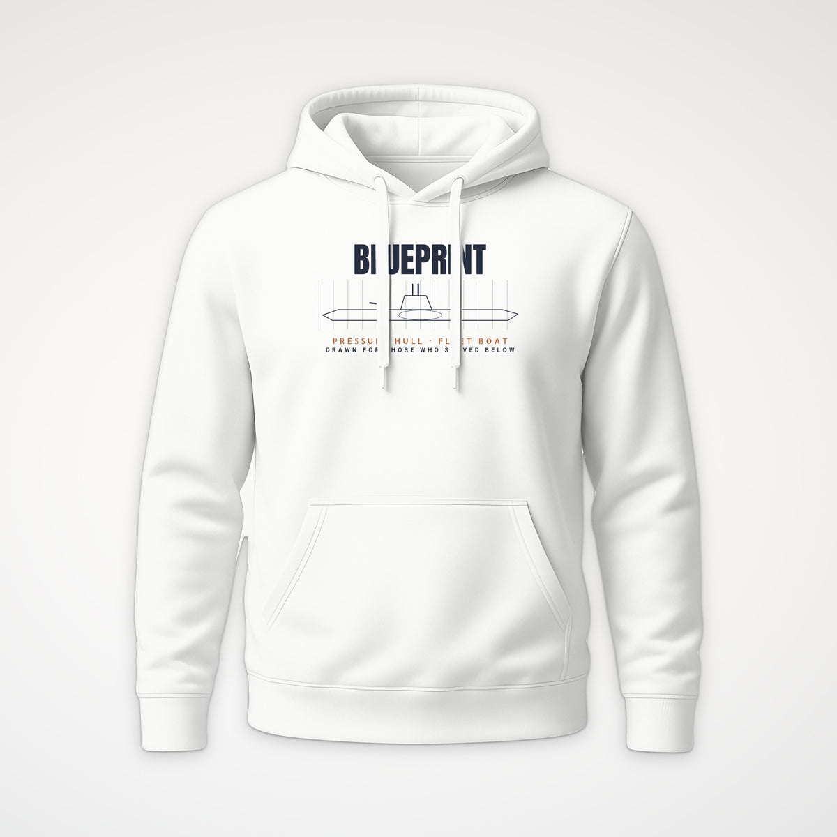 Pressure Hull Blueprint Served Below Hoodie in White