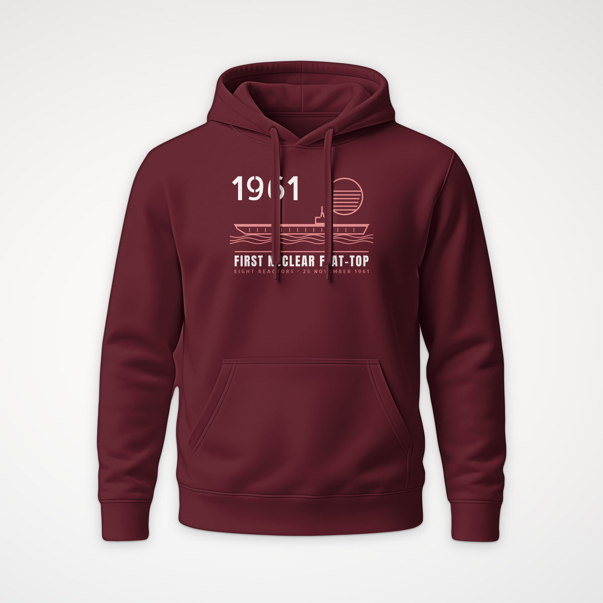 First Nuclear Flat-Top Line Art Hoodie in Burgundy
