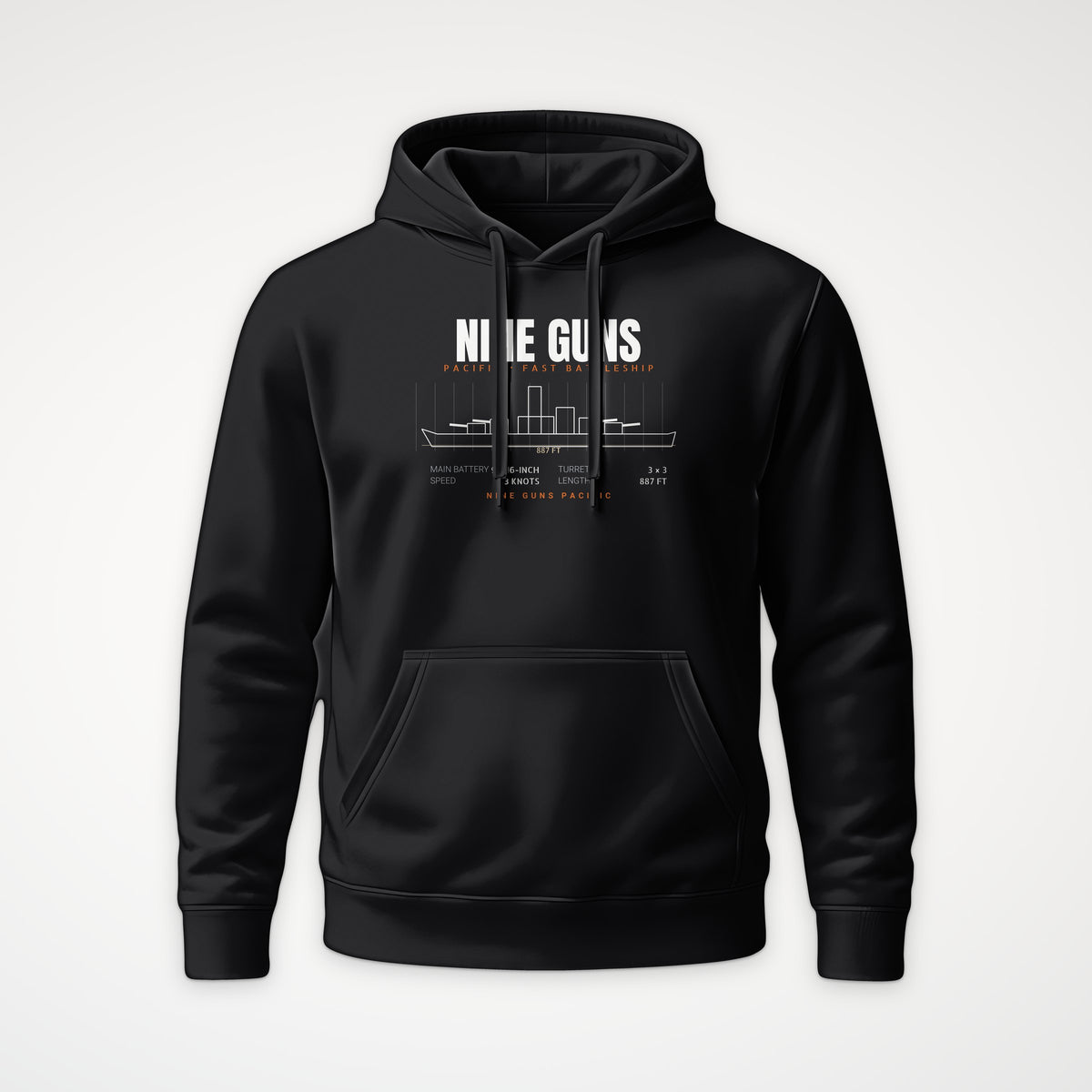 Nine Guns Pacific Blueprint Hoodie in Black