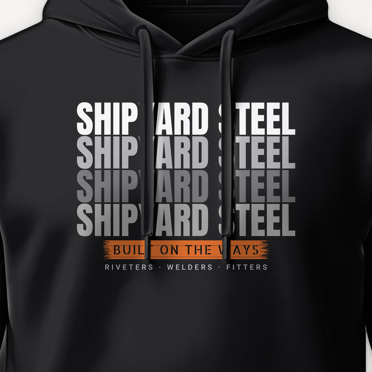Shipyard Steel Echo Hoodie, front print detail