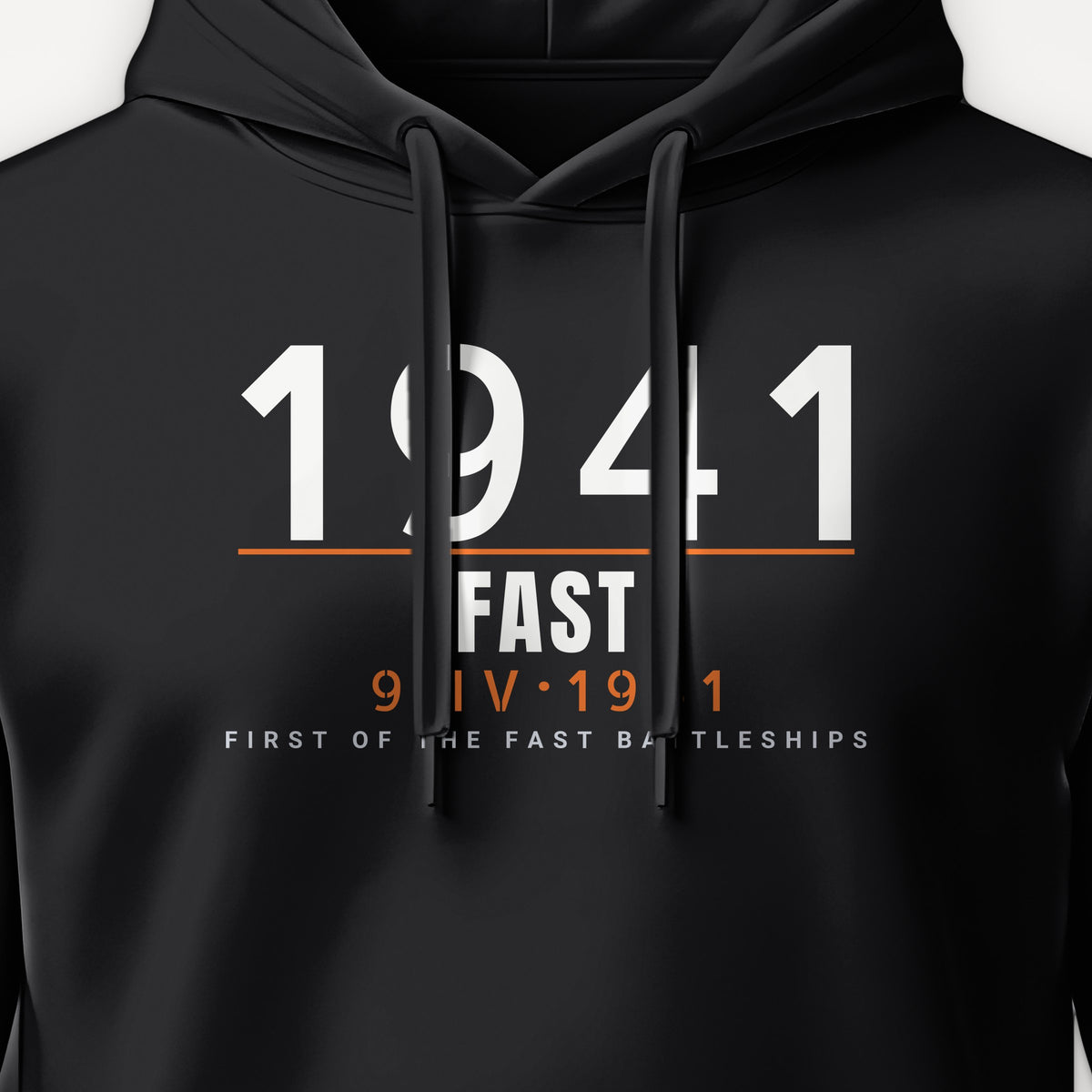 Fast Battleship 1941 Timestamp Hoodie, front print detail