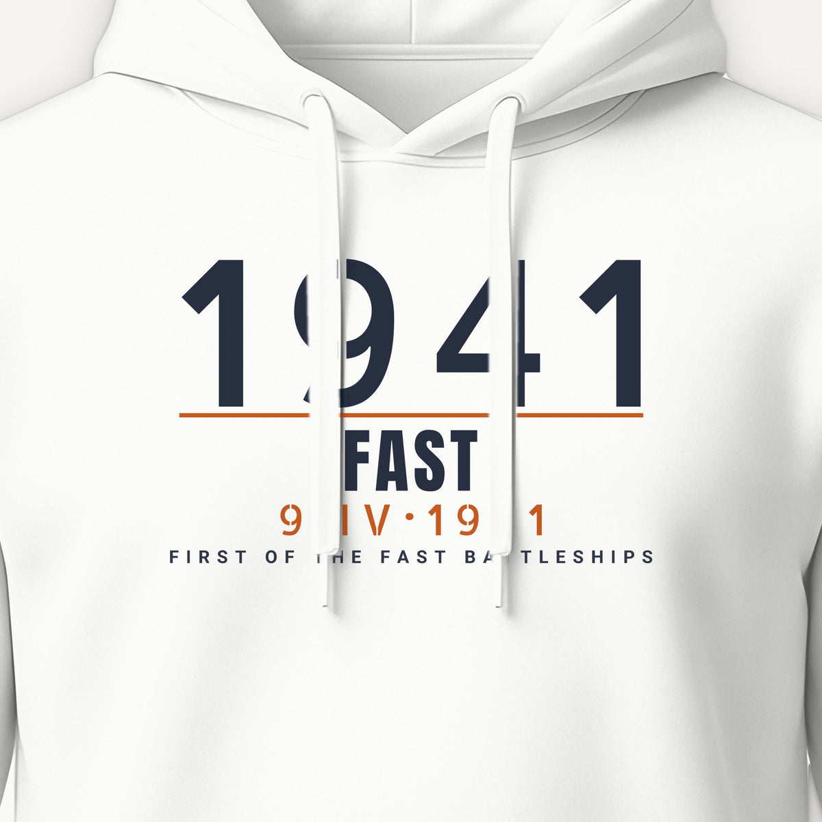 Fast Battleship 1941 Timestamp Hoodie, front print detail