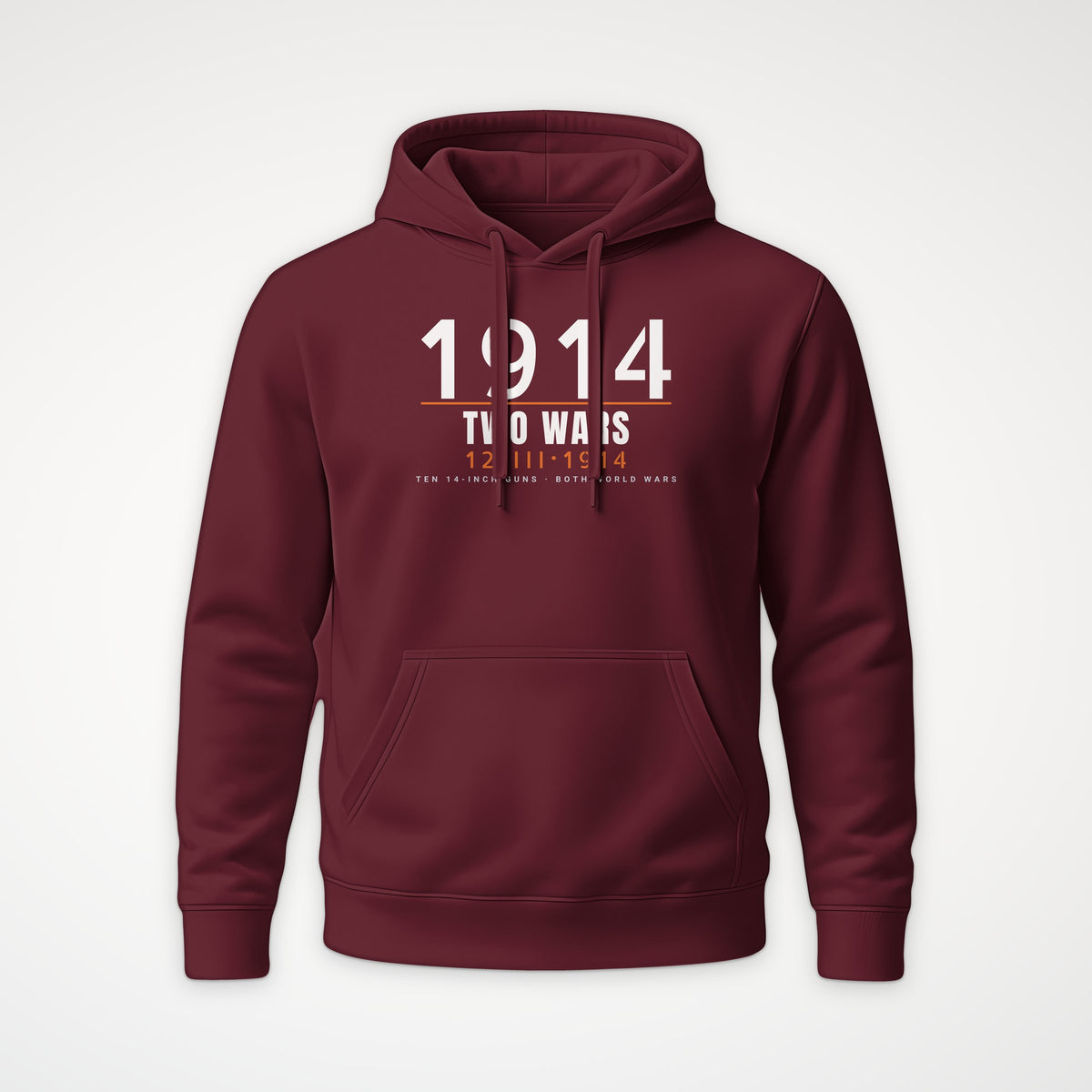 Two-War Battleship Timestamp Hoodie in Burgundy