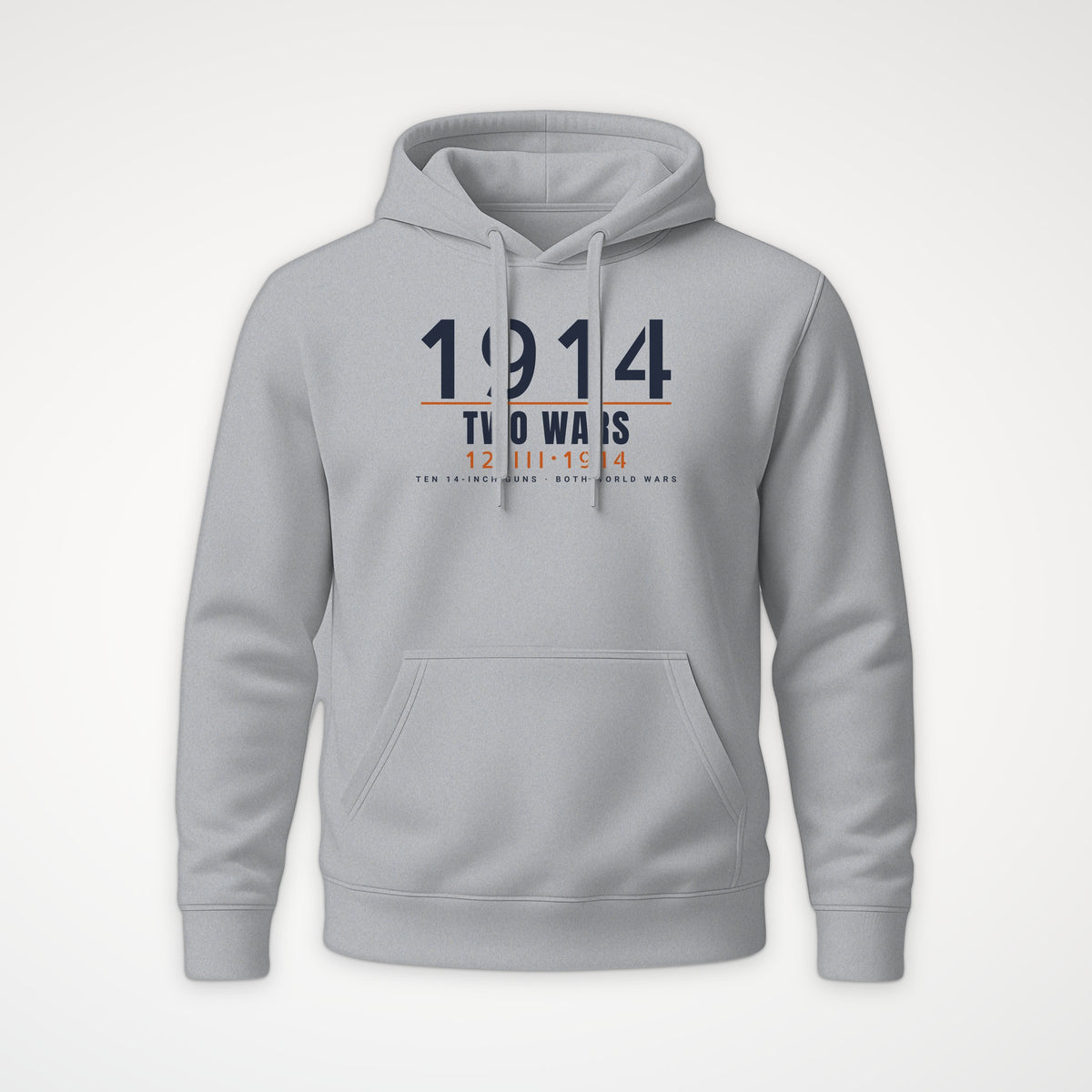 Two-War Battleship Timestamp Hoodie in Heather Grey