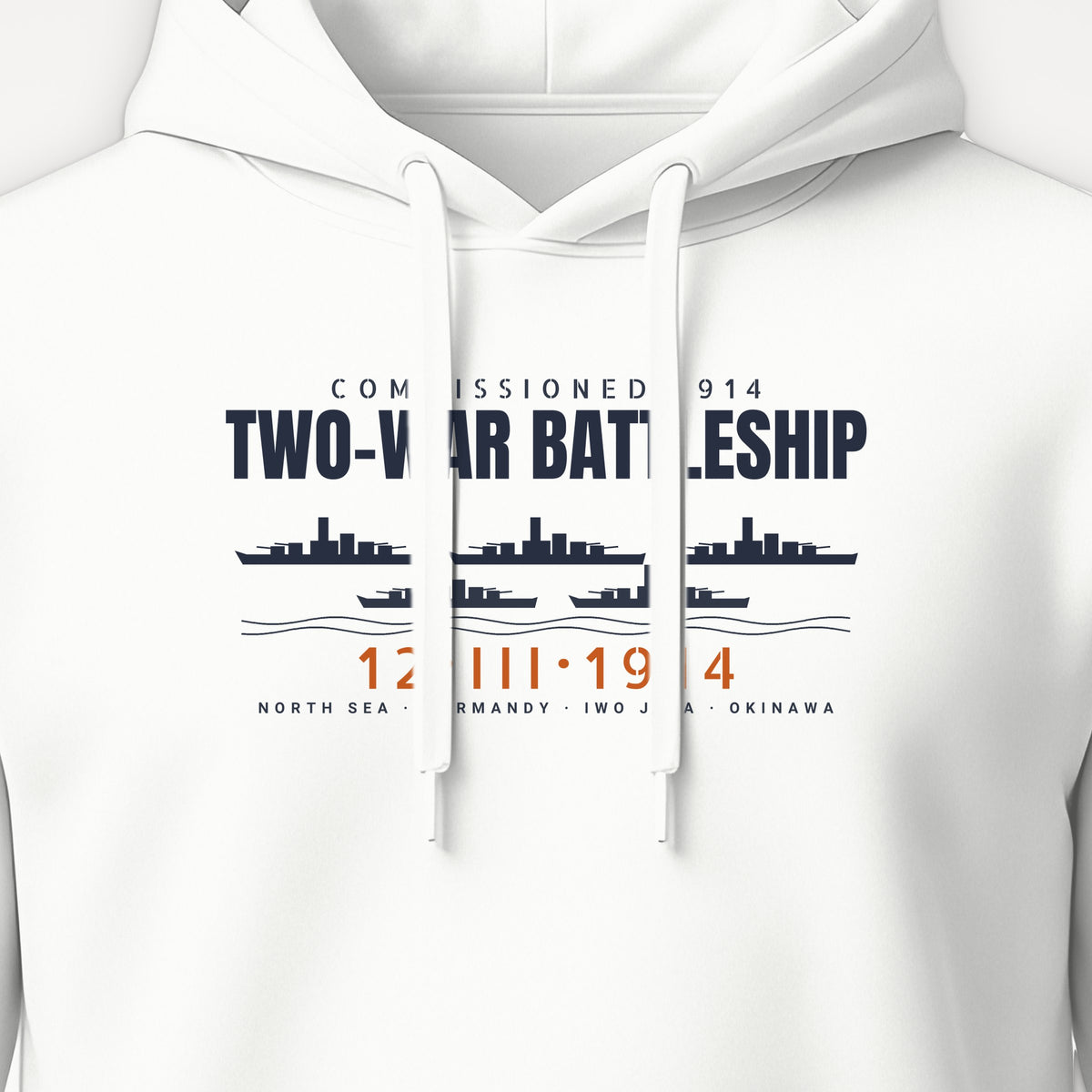 Two-War Battleship Row Hoodie, front print detail