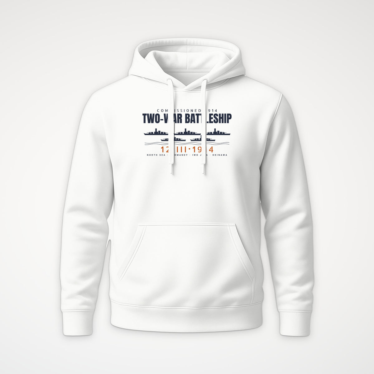 Two-War Battleship Row Hoodie in White