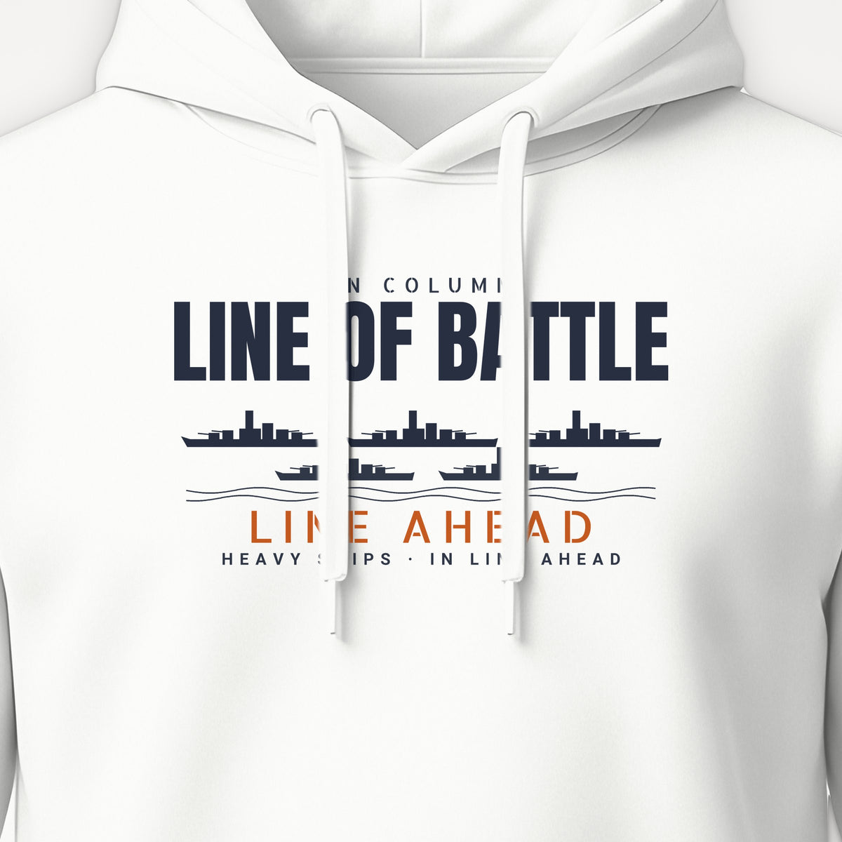 Line of Battle Row Hoodie, front print detail