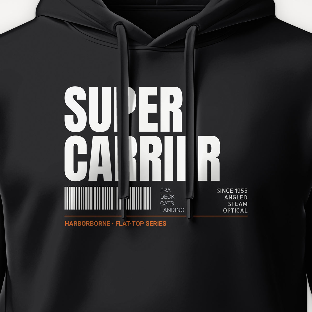 Supercarrier Watch Tag Hoodie, front print detail