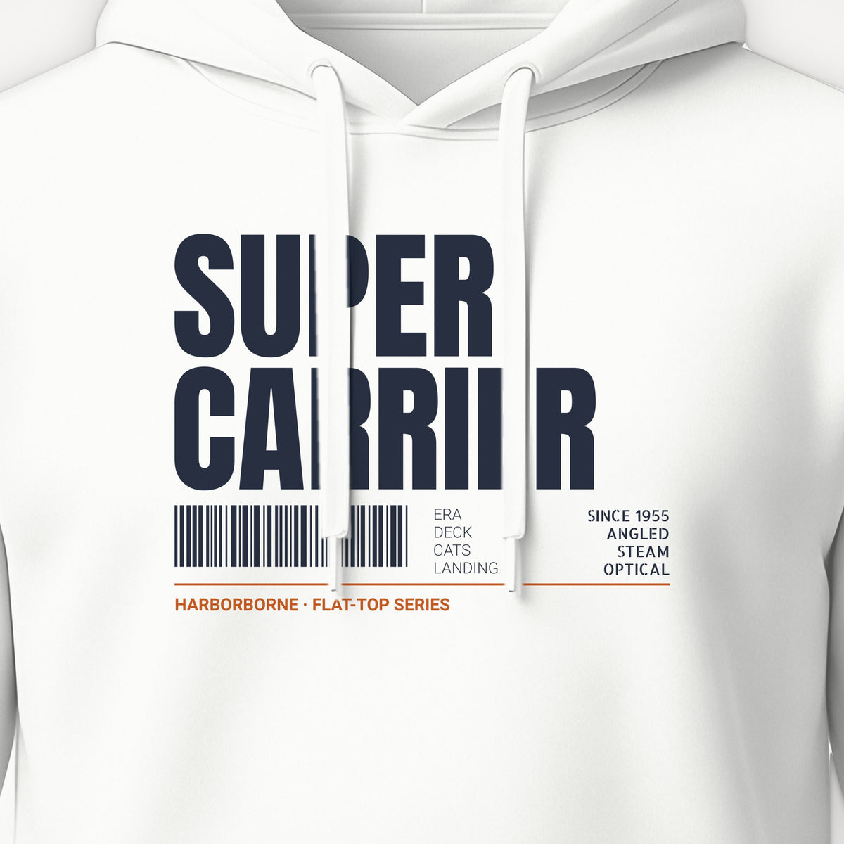 Supercarrier Watch Tag Hoodie, front print detail
