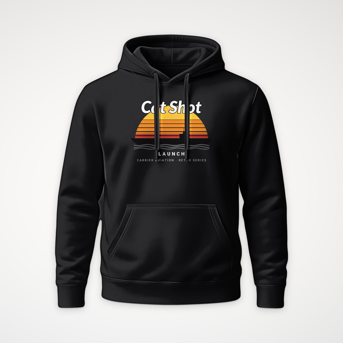 Cat Shot Retro Sunset Hoodie in Black