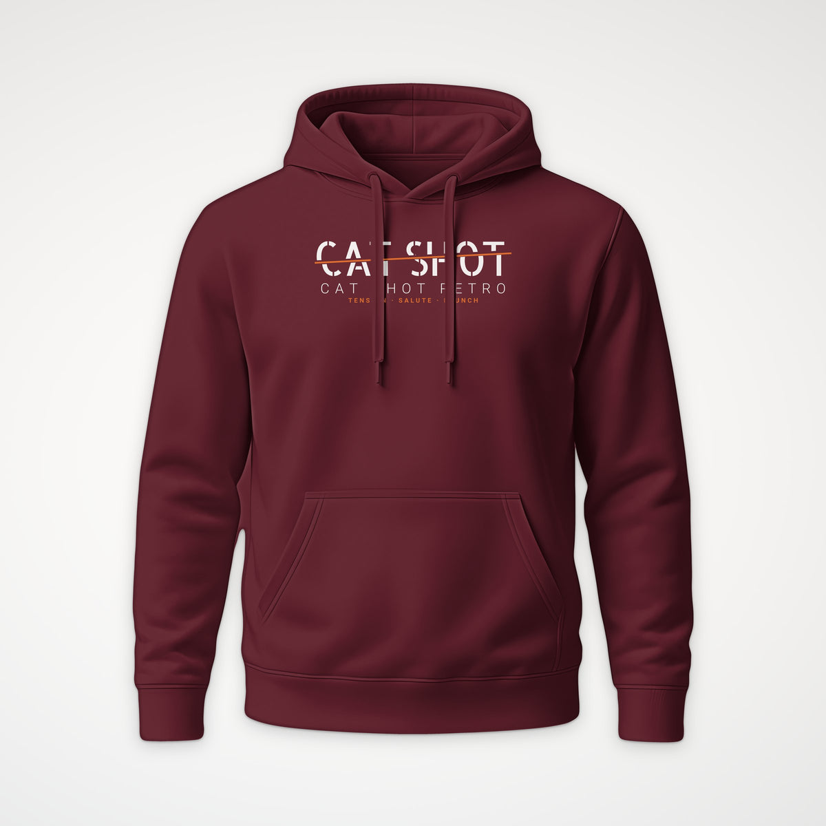 Cat Shot Retro Sliced Hoodie in Burgundy
