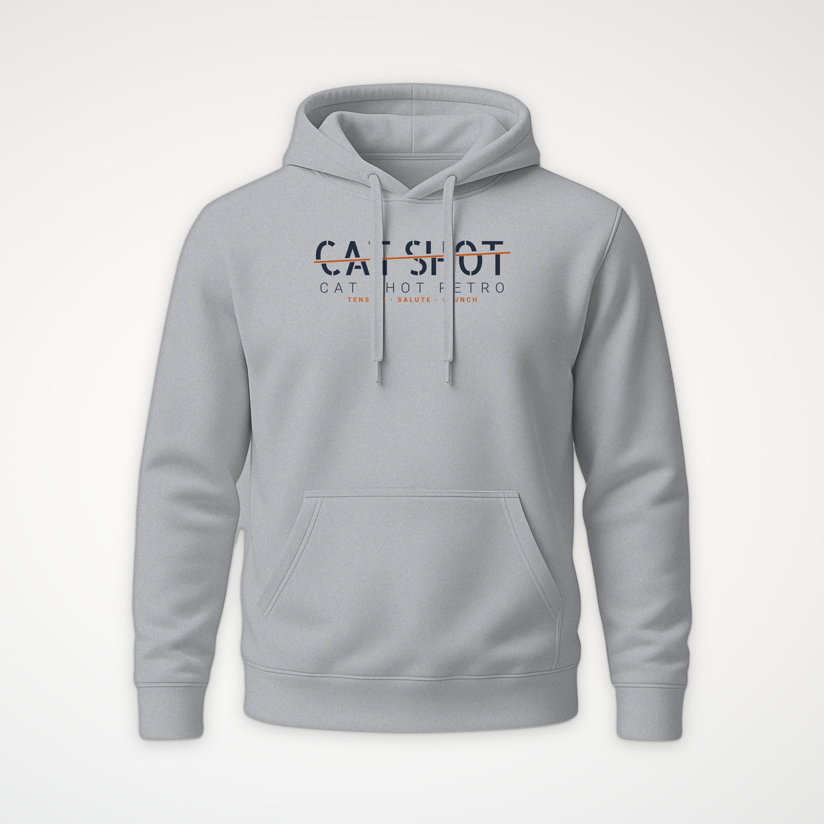Cat Shot Retro Sliced Hoodie in Heather Grey