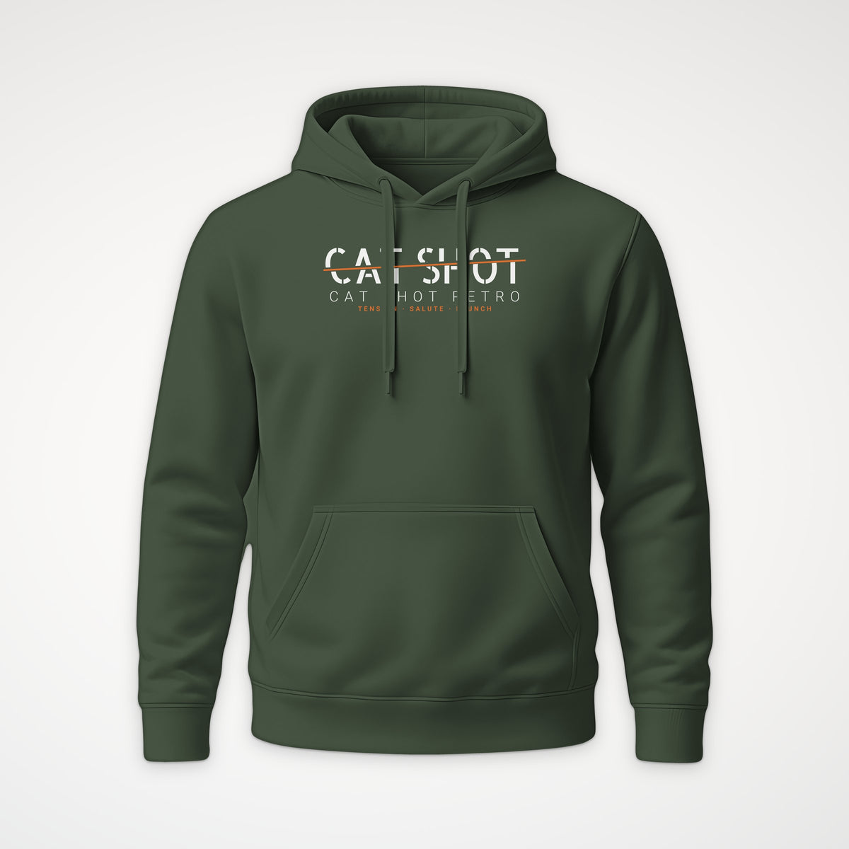 Cat Shot Retro Sliced Hoodie in Olive