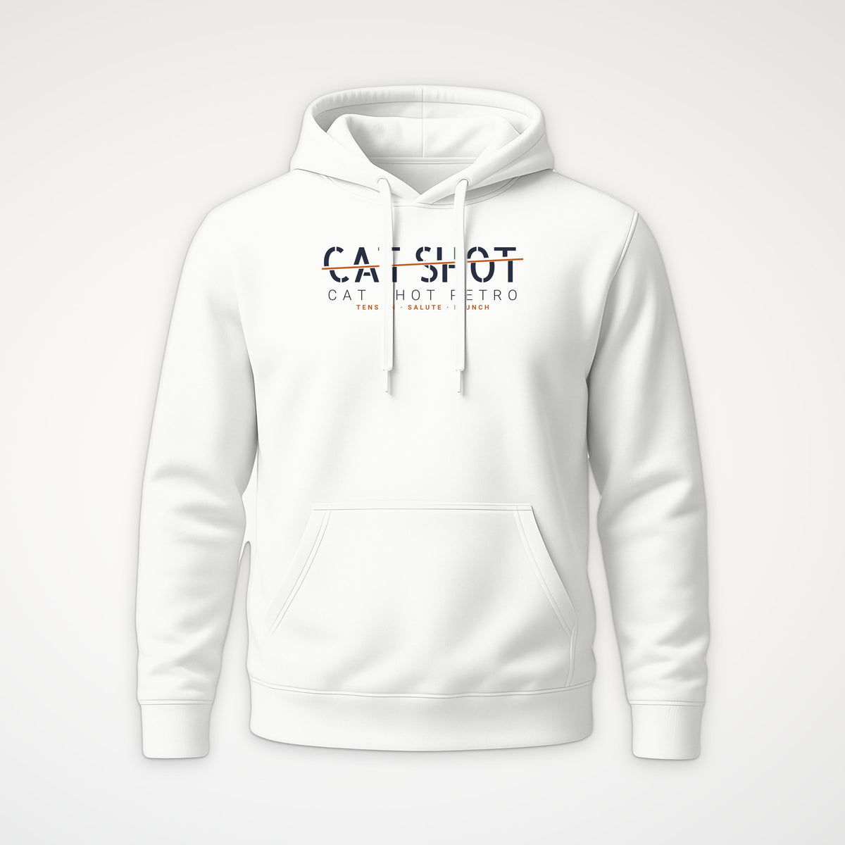 Cat Shot Retro Sliced Hoodie in White