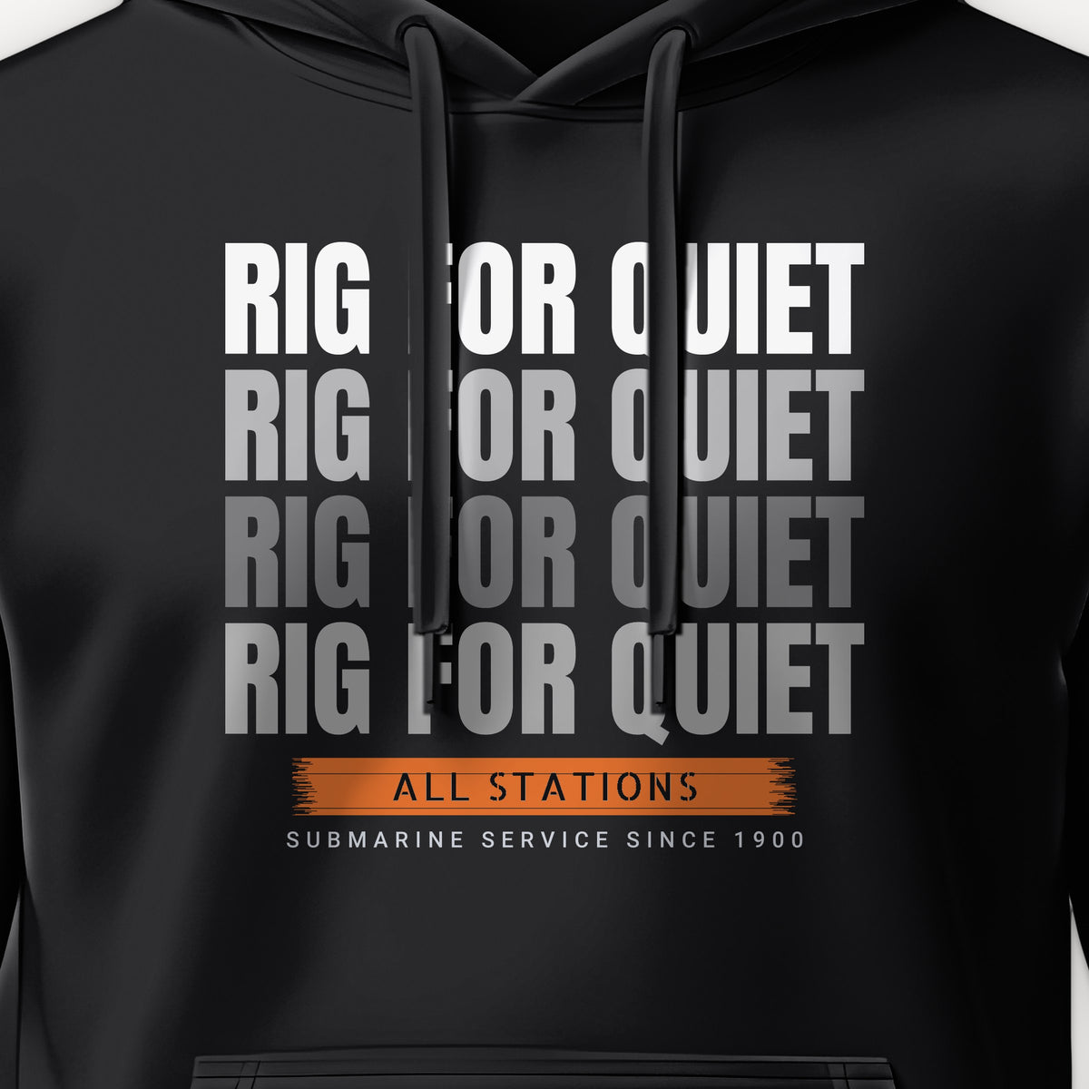 Rig for Quiet Echo Hoodie, front print detail