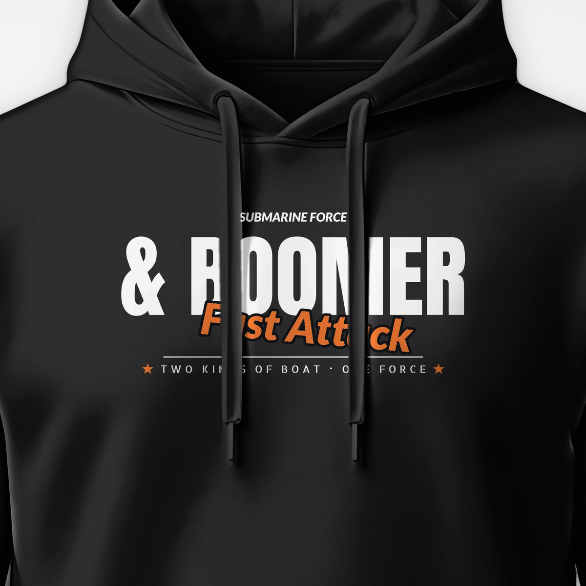 Fast Attack & Boomer Club Hoodie, front print detail