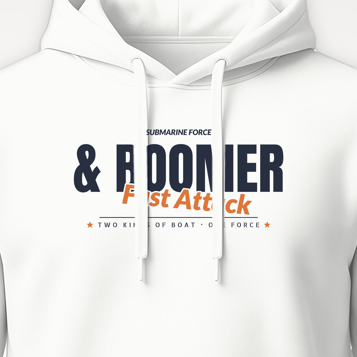 Fast Attack & Boomer Club Hoodie, front print detail